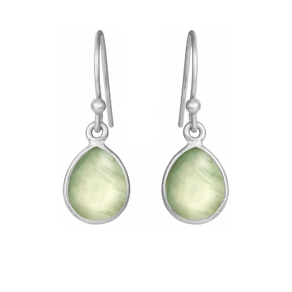 Billede af Susanne Friis Bjørner Ørering sølv dråbe med calcedon prehnit