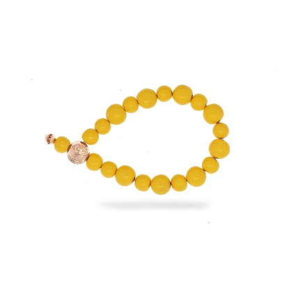 Billede af &Imagine armbånd Mellow Yellow m. 8-10mm emaljebeads rosaforgyldt lås 22 cm