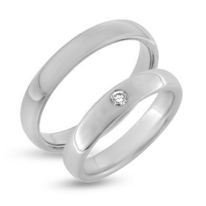 Billede af Vielses & Forlovelses ringe, brill. 0,03 w/vs. i d-ring 14 kt. hvg..