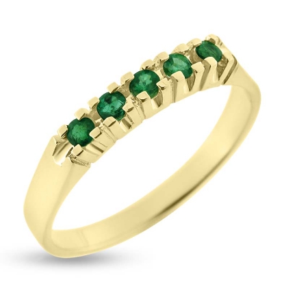 Billede af Ring rk. m. 5 ægte smaragder a 2,1 mm. 14 kt.