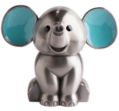 Billede af Nordahl Andersen sparebøsse elefant m. blå emalje øre fortinnet