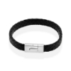 Billede af Men by Pind armbånd  sort læder stål lås 19 cm.