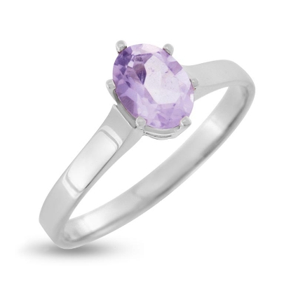 Billede af Ring "Glory" m. ægte ametyst 14 karat hvidguld