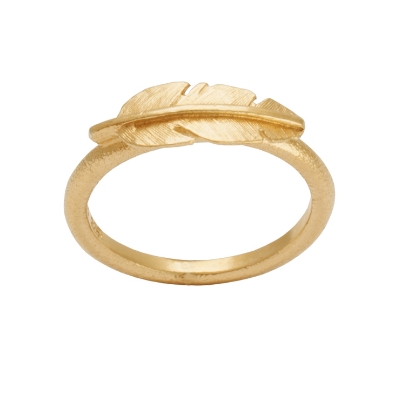 Billede af Heiring Feather ring forgyldt sølv mini fjer str. 48