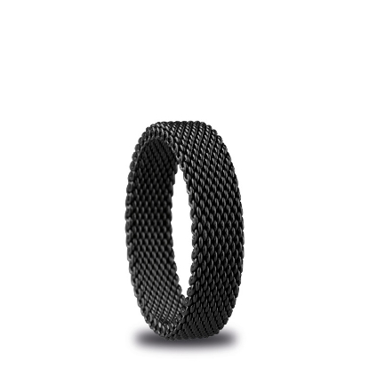 Billede af Bering ring Arctic Symphony inderring bred sort mesh - str. 60 (7)