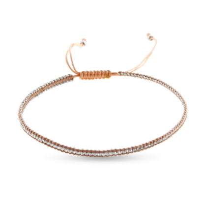 Billede af By Pind Colorful knyttet armbånd lyserød og sølvfarvet med sølv kugler