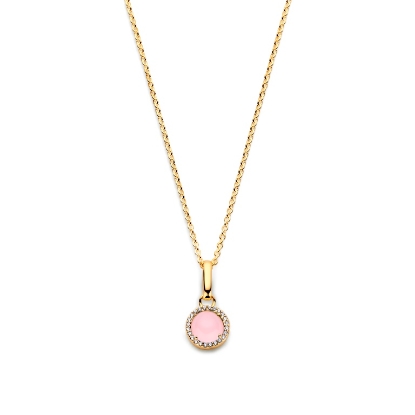 Billede af Spirit Icons Euphoria halskæde pink agat forgyldt sølv m. cz (45 cm)
