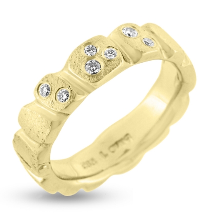 Billede af Ring med felter, 7  brill. a 0,01 w/vs. 14 kt. (gigtring)