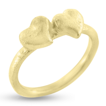 Billede af Ring hjerter, massiv, 2 hjerter 8 kt. facon 5,3 gr. (prisen er excl. guld)(hjertering)