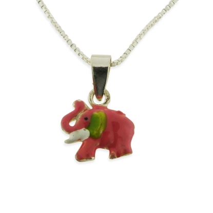 Billede af Bella & Valdemar by Pind halskæde med lyserød elefant sølv 