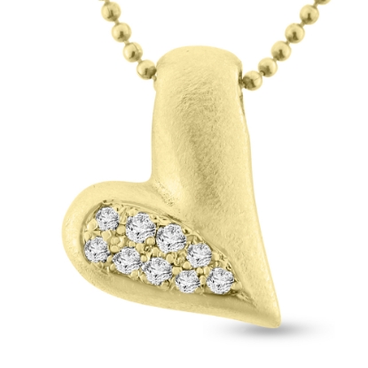 Billede af Vedhæng hjerte,9 brill., 5* 0,02 + 4*0,03 w/vs. massivt med hul til kæde (16*18 mm.) 14 kt.