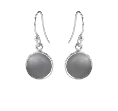 Billede af Susanne Friis Bjørner Ørering sølv rund cabochon grå agat 10 mm