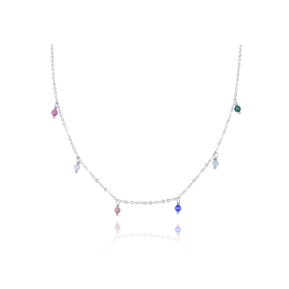 Billede af WiOGA Vera halskæde sølv med halvædelsten (36+5cm)