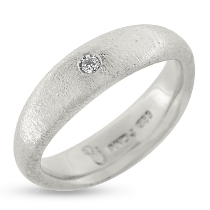 Billede af Ring bølget brillant 0,05 w/vs. massiv 14 kt. hvidguld