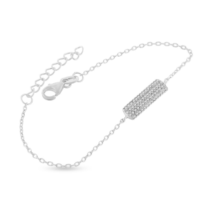 Billede af By Pind armbånd sølv rhodineret plade med zirkonia (15,5+3cm)