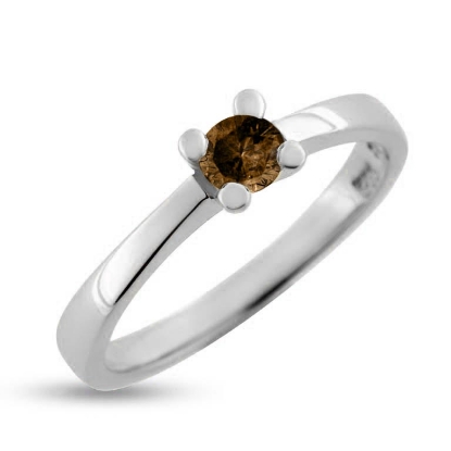 Billede af Ring Solitaire med brill. coffee 0,10 ct. i sølv