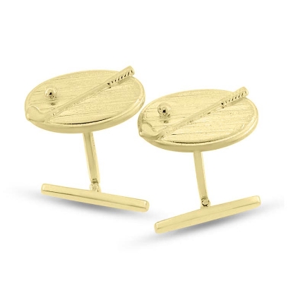 Billede af Manchetknapper ovale med golf i guld