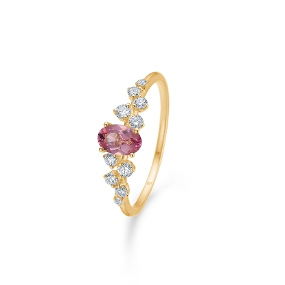 Billede af Mads Z "Leonora" ring 14 kt. guld m. pink turmalin + brillanter (str. 50-60)