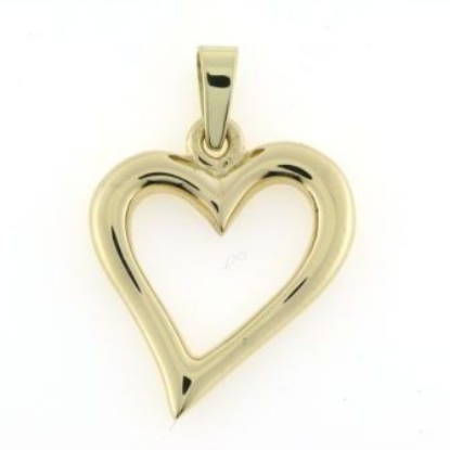 Billede af Vedhæng hjerte, åbent massivt,  overflade blank 925s.forgyldt (forgyldning vil blive slidt af ved dagligt brug !)