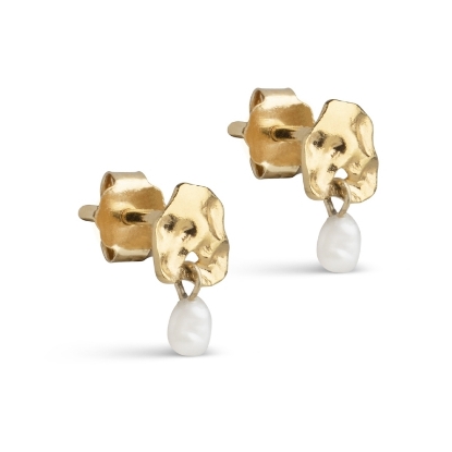 Billede af ENAMEL Copenhagen Mio Pearl øreringe forgyldt sølv m. ferskvandsperler