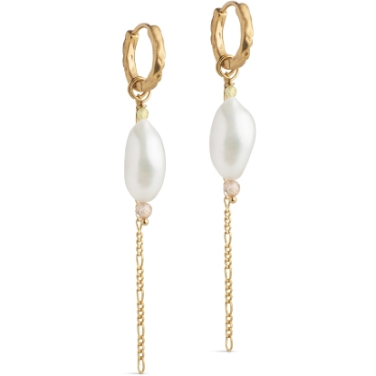 Billede af ENAMEL Copenhagen Adeline øreringe sølv forgyldt m. barokperle