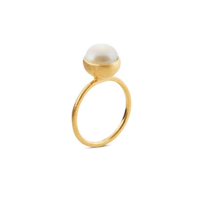 Billede af Susanne Friis Bjørner Ring sølv forgyldt ferskvandsperle 8mm (str. 48-60)