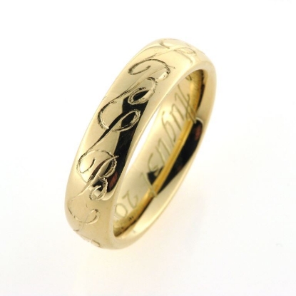 Billede af Ring med gravering hele vejen rundt, 14 kt.