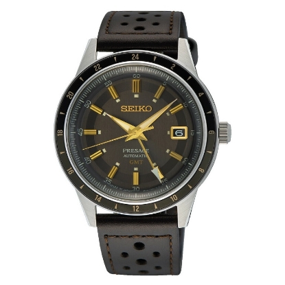 Billede af Seiko Presage GMT automatic Style60's herreur stål læderrem 41mm 5bar