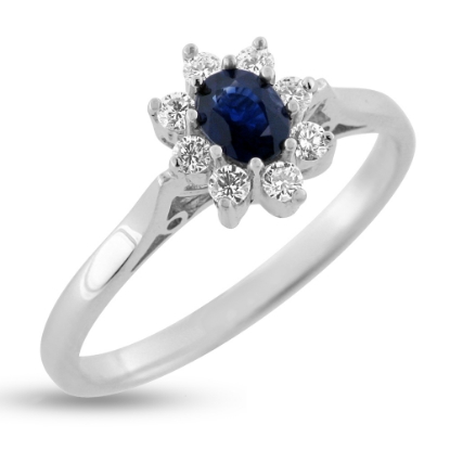 Billede af Sapphire Devotion ring i 14 kt. hvg. m. safir og brillanter