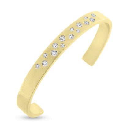 Billede af Armring 15 brillanter, åben i bund firkantet  rekt. tråd 14 kt.