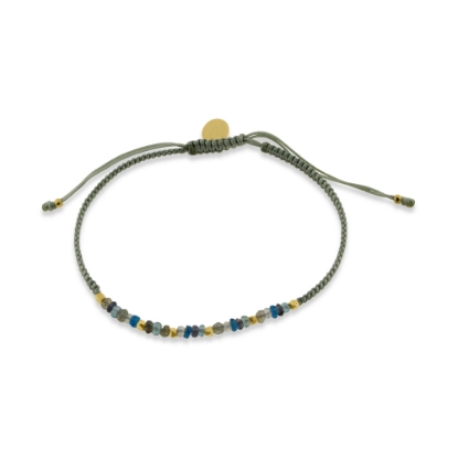 Billede af By Pind Colorful knyttet armbånd sølv forgyldt støvet grøn med iolet, akvamarin, bjergkrystal og topas