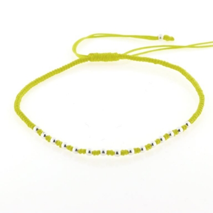 Billede af Classic by Pind Colorful ,knyttet armbånd lemon gul med sølv kugler 