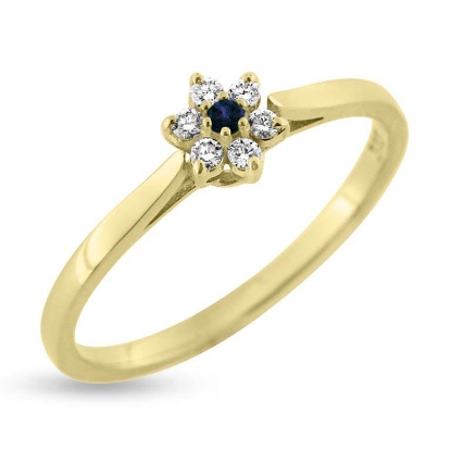 Billede af Ring roset safir 0,02 ct. + 6 brill. a 0,015 w/vs 14 kt.