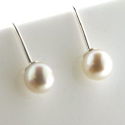 Billede af Ørehænger, fast bøjle, fv. kulturperle 2* 6,5-7,0 mm. 925s.