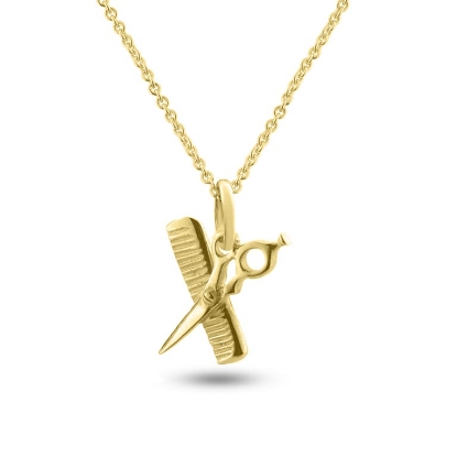 Billede af Vedhæng frisørsaks og kam (hj. 16 mm.) 8 kt.