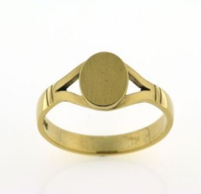 Billede af Ring spalt. skinne & oval plade 8*10 m/m. 8 kt.