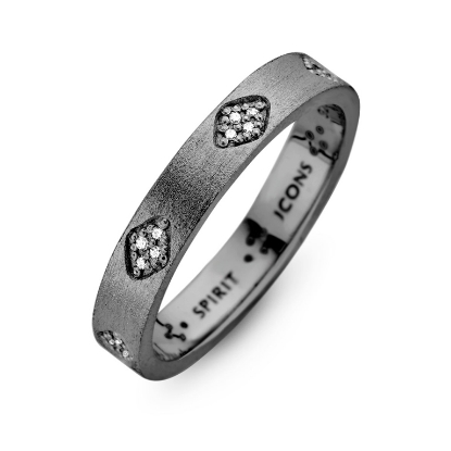 Billede af *Spirit Icons Shine ring sort rhodineret sølv m. cz str. 50
