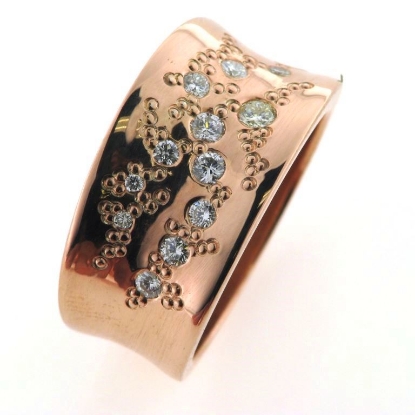 Billede af Ring hulkilet i forløb m. 1* 0,04 ct. + 2* 0,03 ct. + 6* 0,02 ct. + 3* 0,01 ct. w/vs. brillanter 14 kt. rosa guld