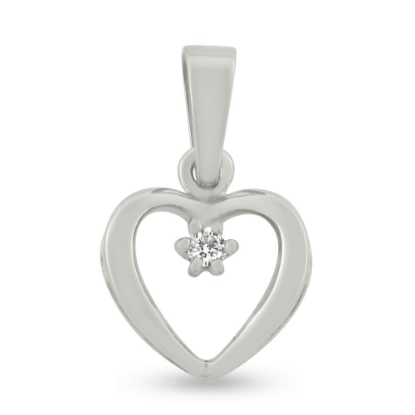 Billede af Vedhæng hjerte, brillant 0,04 w/vs. åbent  14 kt. hvg. 