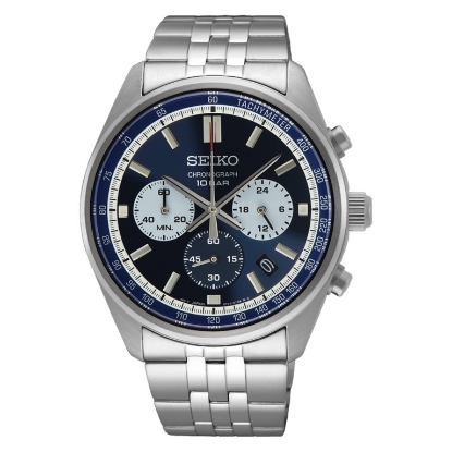 Billede af Seiko Classic Chronograph herreur stål blå skive 42mm 10bar