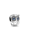 Billede af Pandora Sparkling Owl sølv charm m. blå krystal og klar cz 