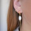 Billede af *ENAMEL Copenhagen Paula Pearl 8mm øreringe sølv forgyldt