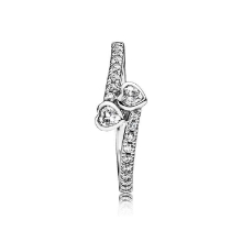 Billede af Pandora ring sølv hjerter med kubisk zirkonia str. 56