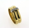 Billede af Ringe, 2 Ringe 14 kt. loddet fast sammen, påloddet bånd 14 kt. hvg., isat 1 brill. a 0,02 w/vs.  