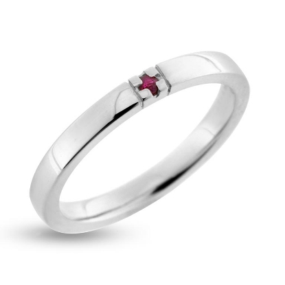 Billede af Alliancering 1* rubin 0,02 ct. 8 kt. 333 hvg. (br. 2,4-tk. 1,8 mm.)