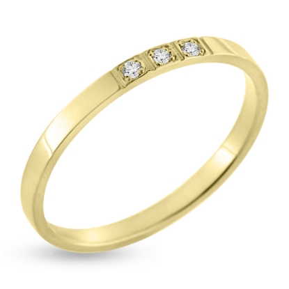 Billede af Alliancering i 14 kt. m. diamanter 3x 0,01 w/vs.