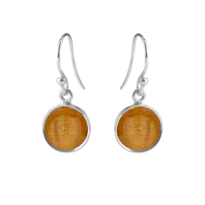 Billede af Susanne Friis Bjørner Ørering sølv rund cabochon gylden månesten 10 mm