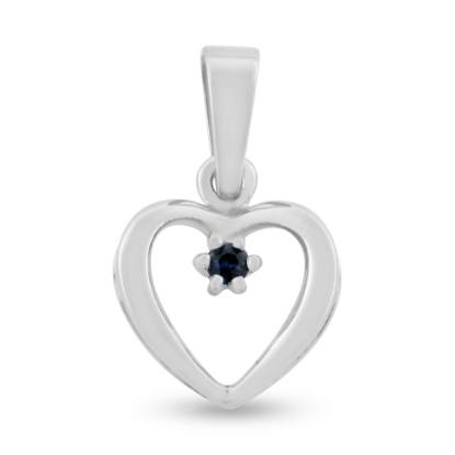 Billede af Vedhæng hjerte, safir 2,1 mm. åbent 14 kt. hvg. 