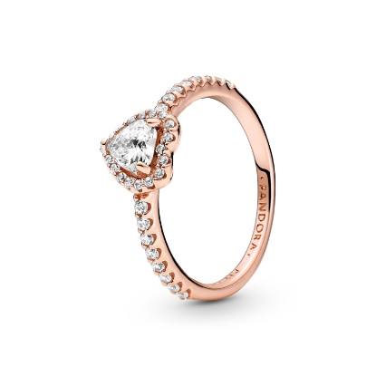 Billede af Pandora Heart ring med klar zirkonia rosaforgyldt
