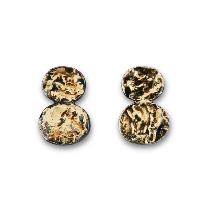 Billede af By Birdie "Duo Coin" ørestikkere sort rhodineret sølv m. 18kt.